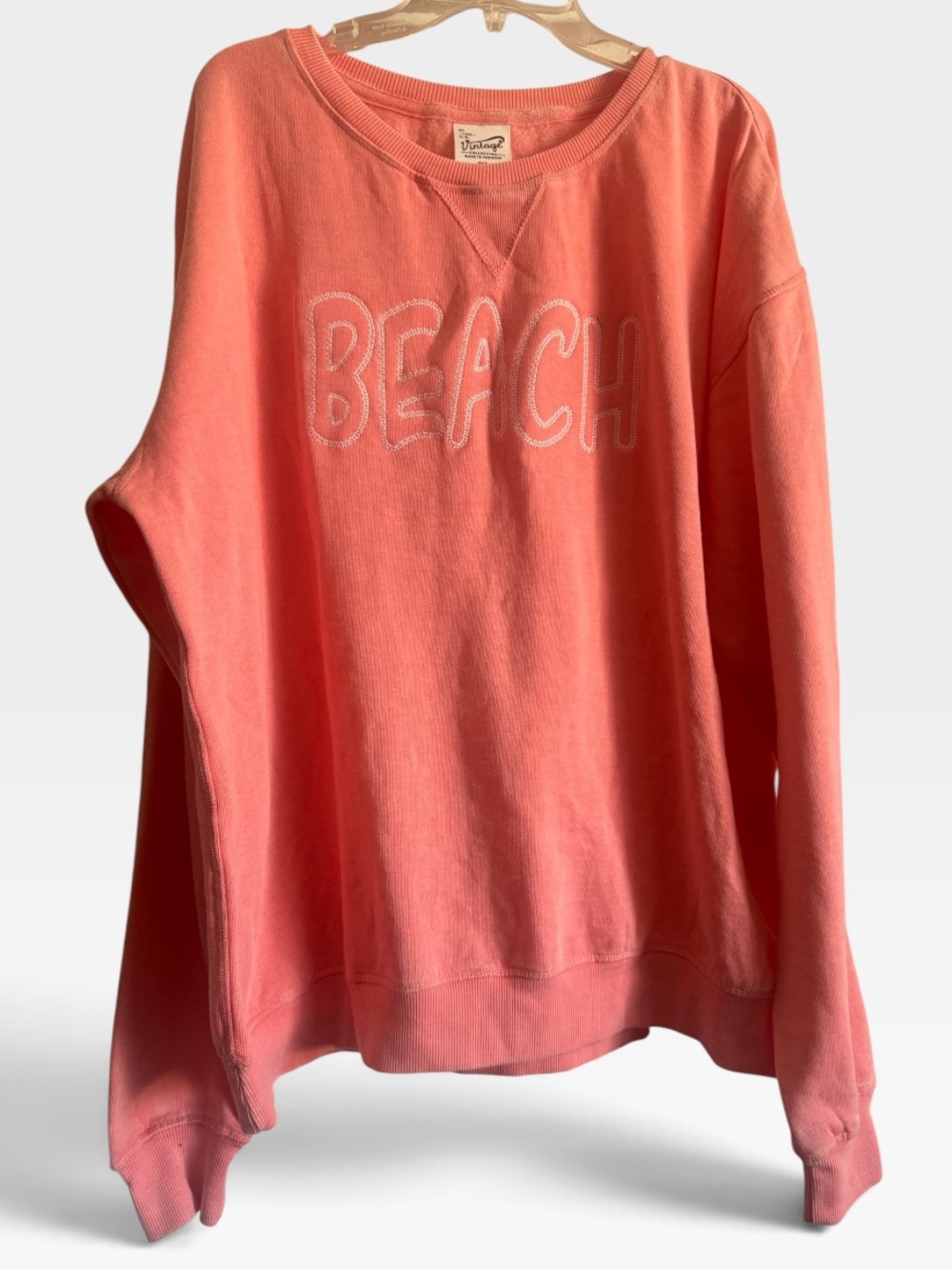 Vintage Coral 'BEACH' Crewneck Sweatshirt
